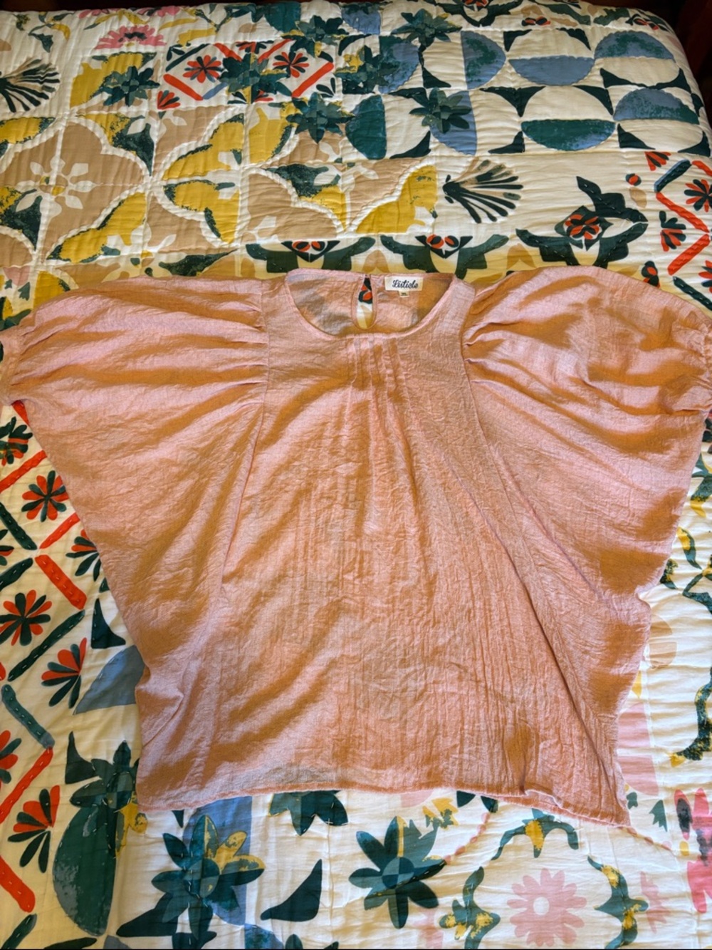 Listicle Light Peach  Puff Sleeve Top